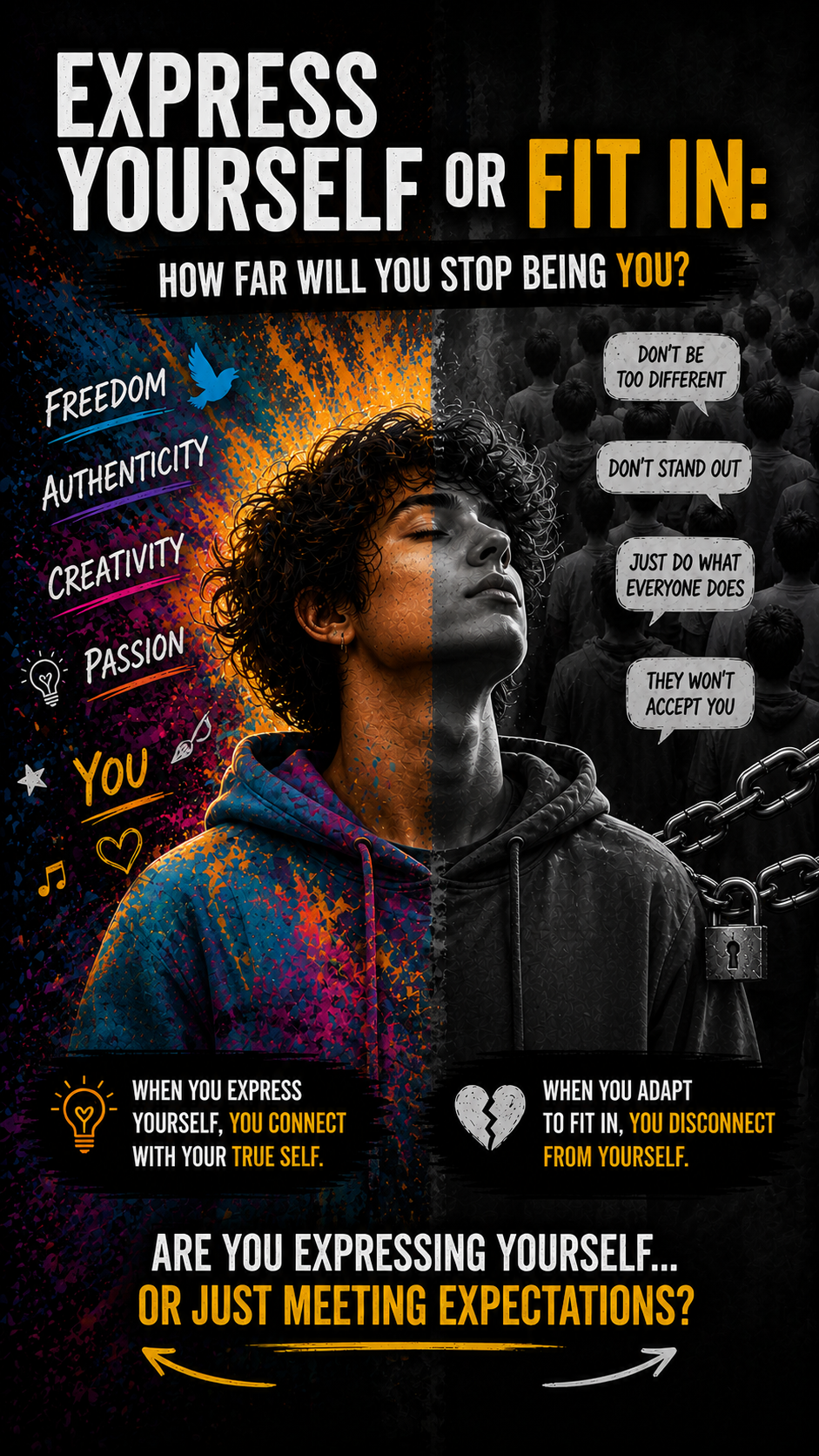 Express yourself or fit in: how far do you stop being yourself?
